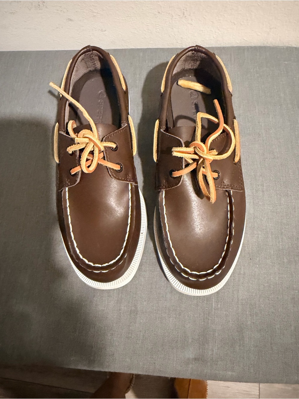 Sperry Kids Brown Moccasin Boat Shoes with Tan Laces